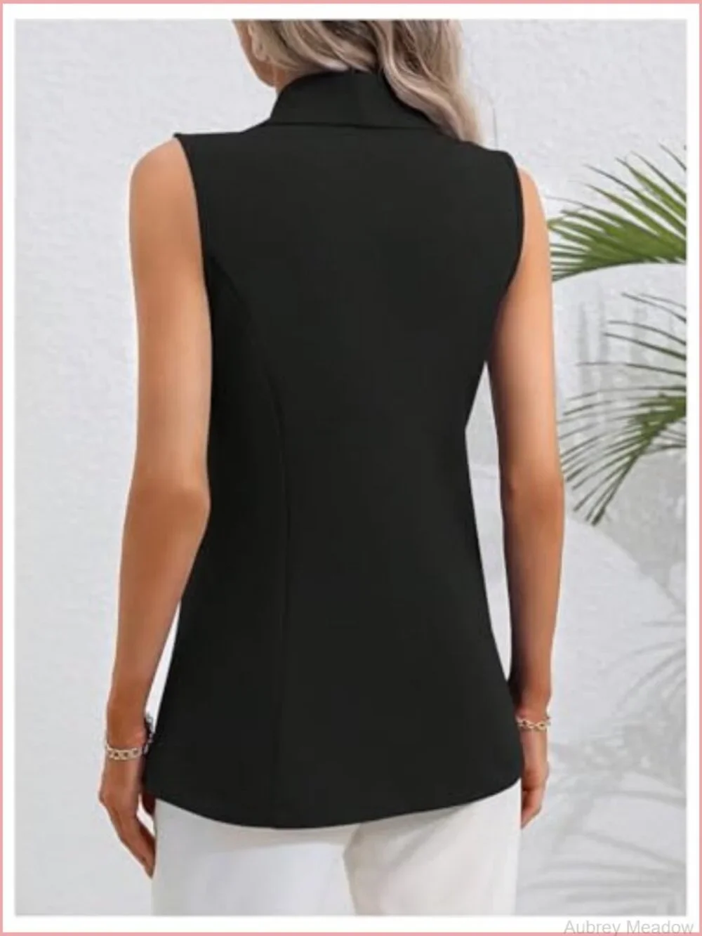Sleeveless Shawl Collar Vest Blazer Casual Dressy Button Front Outerwear